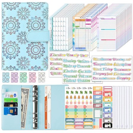 Budget Binder med Lynlåsekonvolutter, A6 Lommer Planlægger Kontanter Konvolutter