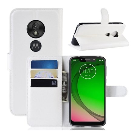 Motorola Moto G7 Play litchi läderfodral - Vit