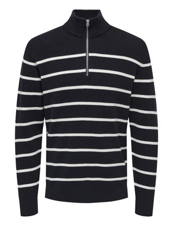 Onsphil Reg 12 Struc Half Zip Knit Noos Tops Knitwear Half Zip Jumpers Navy ONLY & SONS