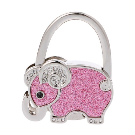 Pink Foldbar Bord Håndtaske Krog Elefant formet Taske Hanger Pung Metal Holder
