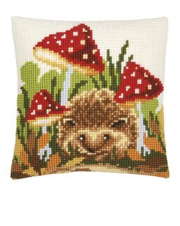 Broderikit Kudde Igelkott i svampskogen