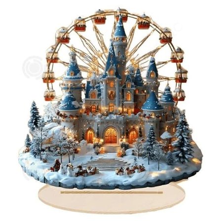 Dukkehus 20x20x0,2 cm selvlysende julelandsby Juledekorasjon LED dekorasjonsbord og juletre miniatyrhus