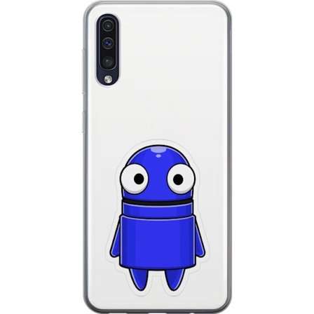 Kompatibelt Mobilskal till Samsung Samsung Galaxy A50 Blå tecknad figur med stora ögon och ett vänligt uttryck i minimalistisk design