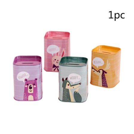 RYI-Retro Blik Sparekasse Tegneserie Penge Sparekasse Kontanter Mønter til Case Belønning Pen Holder til Børn Voksne Fødselsdagsgaver null - A