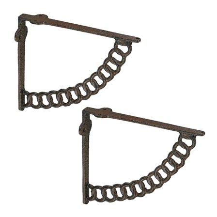 Antika hyllfästen i gjutjärn, kedjedesign, set om 2