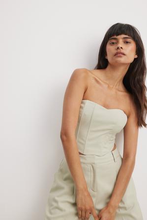 Alison Toby x NA-KD Haut façon corset - Haut tube - Beige - EU 34