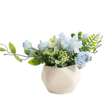 Enkel Geometrisk Blomsterpotte Simulert Blomsterdekorasjon Stue Spisestue Potteplante Dekorasjon Hjem Grønn Plante Bonsai blue