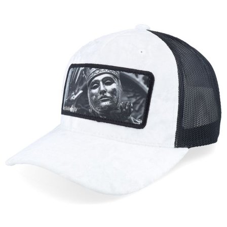 Calza Pennello - Vit trucker Keps - Leper King Baldwin Iv Velvet White/Black A-Frame Trucker @ Hatstore