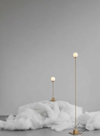 Snowball gulvlampe H117 dimbar - messing