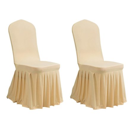 Stolskydd för matsal med kjol, set med 2 eleganta överdrag för heminredning och fester