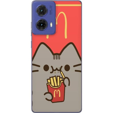 Yhteensopiva Puhelinkuori Motorola Motorola Moto G85 Pusheen-kissa syö McDonaldin tyyliin tehtyjä ranskalaisia perunoita - söpö ja humoristinen ku