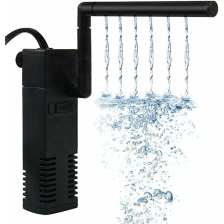 Internt filter for akvarium med justerbar strømning på 300 l/t, akvariefilter for ferskvanns- og saltvannsdam, lydløs, 4 W