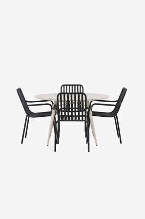 Venture Home - Spisegruppe Lina med 4 spisebordsstole Peking - Beige - Spisegrupper - Fra Homeroom