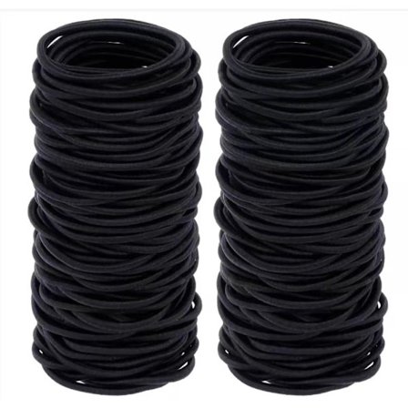 /#/200 stk. sorte metalfrie hårbånd til tykt krøllet hår 4mm/#/