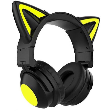 Bluetooth-hörlurar med kattöron, öronhörlurar med inbyggd mikrofon, hopfällbara, trådlösa on-ear-hörlurar för