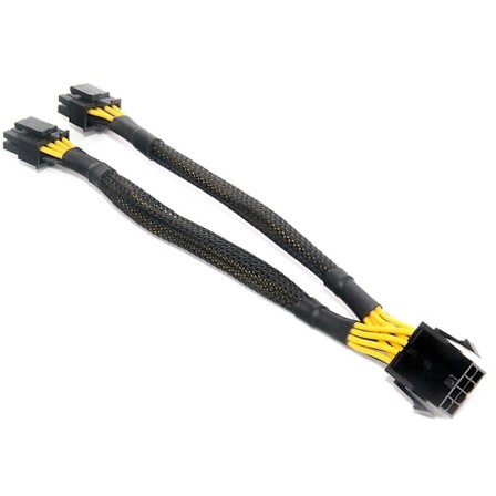 8-pin CPU-kabel, hunn til hann, flettet, ermet, Y-splitter, strømforlengelseskabel