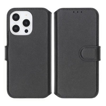 RV Genuine leather Wallet Case iPhone 16 Pro Max Black