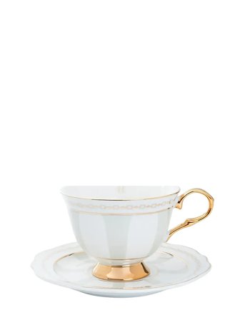 Hilke Collection Cup With Saucer - Strisce Tortora - White - 22 CL