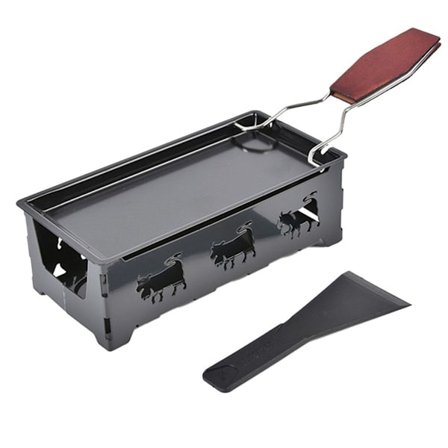 Bærbar sammenleggbar non-stick stearinlys Raclette Pan med svart