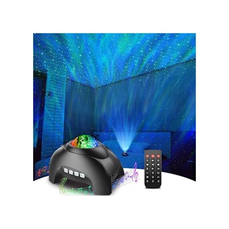 Sängkammarprojektor, Bluetooth-högtalare och Aurora-projektor med vitt brus, lekrum för barn och vuxna, hemmabio, tak, rumsdekor (svart)