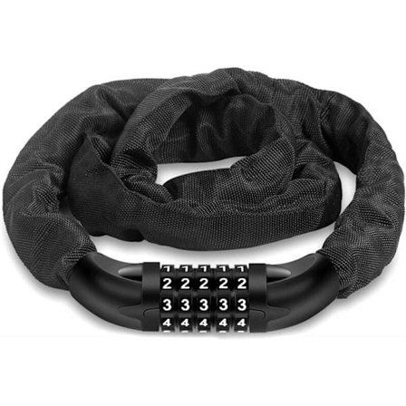 Antistöld Cykelkedja med Kod, Cykellås Antitöldkedjor med 5-siffrigt Lösenord för Cykel, Motorcykel, Dörr, Grind