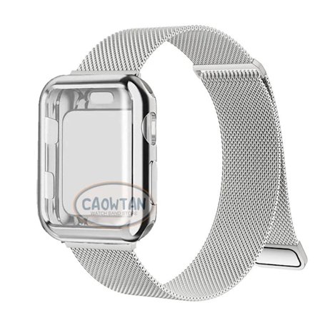 Milanese Case+ Rem for Apple Watch Band Ultra 49MM 41mm 40mm 44mm 38mm 42mm TPU-skjerm Iwatch Series 9 8 7 6 SE 5 4 Rem 45mm Silv