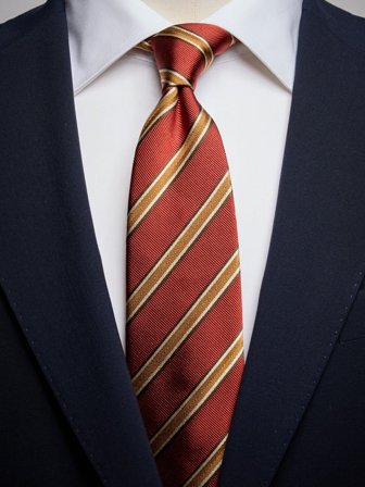 John Henric Men's Terrakottafarbene Gestreifte Seidenkrawatte Size 7,5