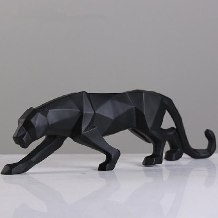 Panter Skulptur Moderne Leopard Statue Geometriske Dyr Resin