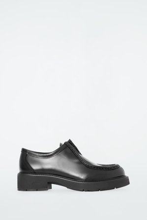 COS Femme Chaussures Lacées Épaisses En Cuir in Noir