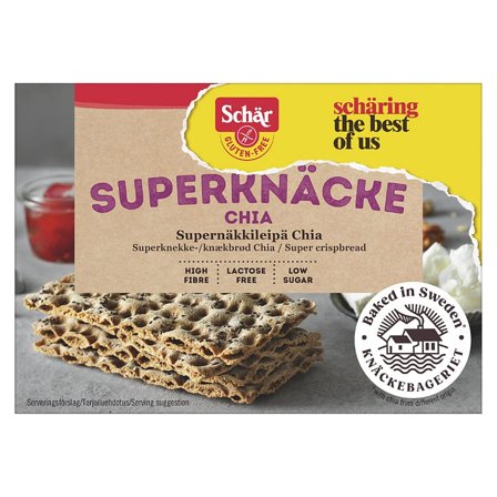 Schär Superknäcke Chia 140 g, Helse & Madvarer, Brød, Kiks & Kager, Knækbrød
