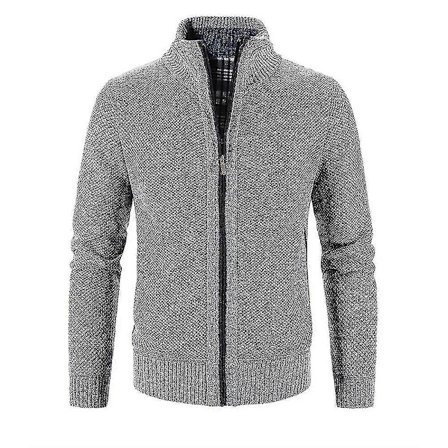 Herr Vinter Varm Långärmad Enfärgad Dragkedja Stickad Kofta Casual Tröja Topp Jackor