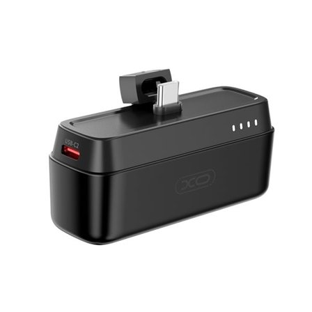 XO Mini Powerbank 20W 5000 mAh med USB-C-stik - Sort