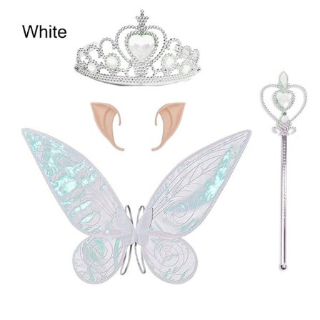 Butterfly Fairy Wings Dress Up Props Set VALKOINEN