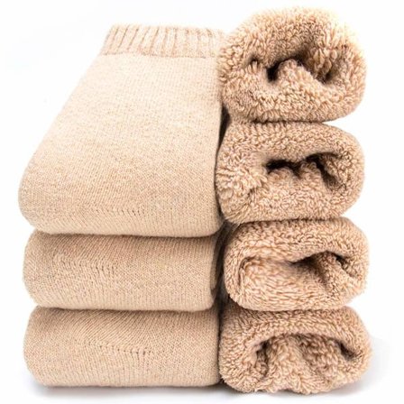 Kvinners supertykke ullsokker, vintersokker, varme, myke, tykke koselige sokker, damesokker, funksjonelle sokker (5 par), kvinners gjenbrukbare