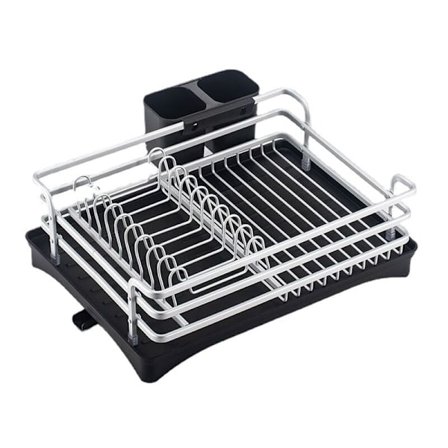 Aluminiumbricka med avtagbar bricka, 43 x 31 x 13 cm, svart + silver