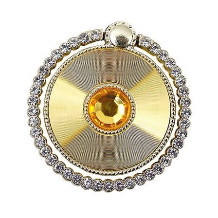 Koristekivikoristeinen kokoontaitettava rengassolki puhelinpidike galvanoidulla tyylikkäällä mobiilituella - Keltainen