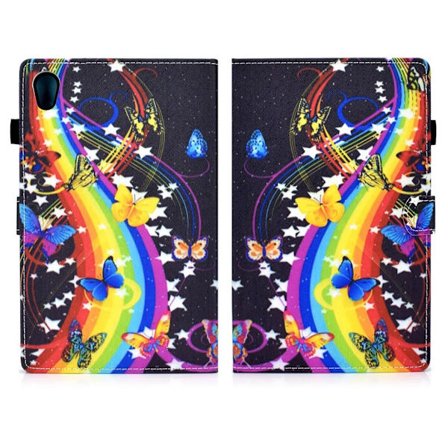 Lenovo Tab M10 HD Gen 2 läderfodral med vackert mönster och tryck - Regnbåge / Fjäril