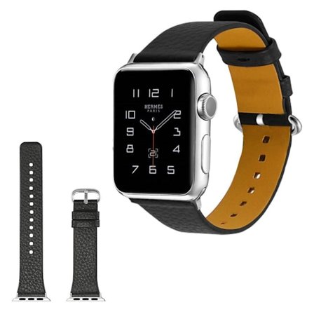 Apple Watch Series 3/2/1 38mm litchi texture watch band - Black