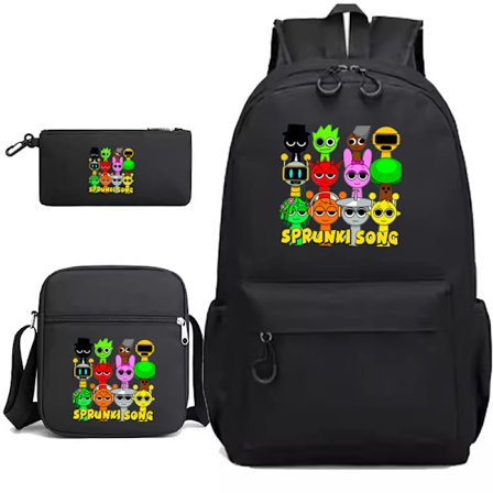 Sprunki song 3-delars set Ryggsäck Mochila Barn Väskor med Kapacitet