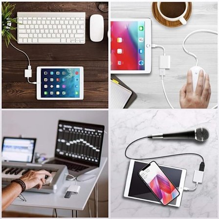 SiGN Lightning & USB Kamera Adapter 5V 1A - Vit