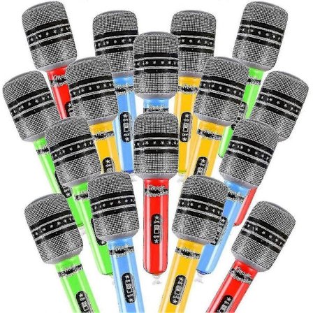 24 Oppustelige Mikrofoner til 80'er & 90'er Tema Fester - 80'er & 90'er Fest Gave Dekoration Tilbehør Plastik Legetøjs Mikrofon Rekvisitter...