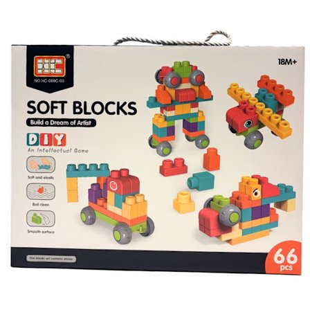 DIY Soft Blocks Palikat 66 osaa – Pehmeät rakennuspalikat lapsille 18+ kuukautta