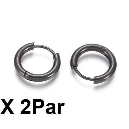 Huomautus 2 Paria 12-13 mm Hoops-korvakoruja mustaa 316L kirurgista terästä Black