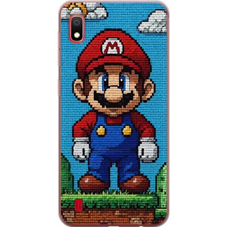 Samsung Galaxy A10 Gennemsigtig cover Super Mario plakat Nintendo retro spil karakter 8bit pixel kunst klassisk spil helt mural design kunst