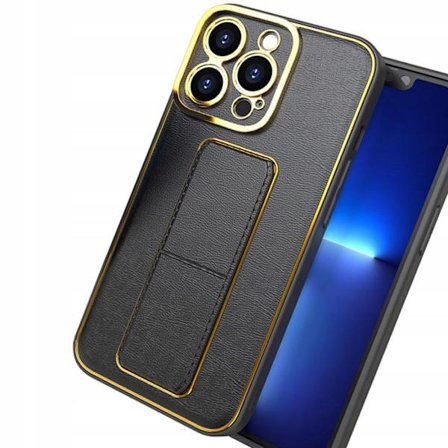 Coque - HURTEL - iPhone 12 - Inbyggt stöd - Stötskydd - Elegant svart