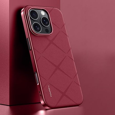 iPhone 16 Pro Max Fodral Platt Läder - Hållbar Skal för iPhone 16 Pro Max