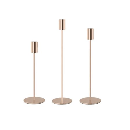 Rose Gold Vertikal Ljusstake i Järn - Set med 3 Koniska Ljusstakar för Bröllop & Heminredning