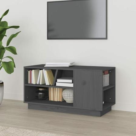 Vidaxl Tv-bänk Grå 80x35x40,5 Cm Massiv Furu Grå