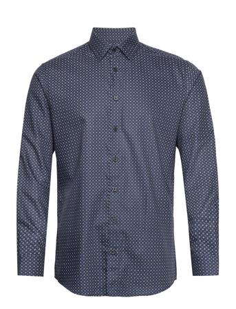 Slhslimethan Aop Shirt Ls Noos Skjorte Business Marineblå Selected Homme*Betinget Tilbud