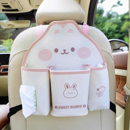 Bilbaksäte förvaringsväska papperskorg vävnadshållare anti-kick pad